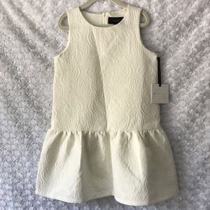 FLASH SALE! White Floral Jacquard Drop Waist Dress